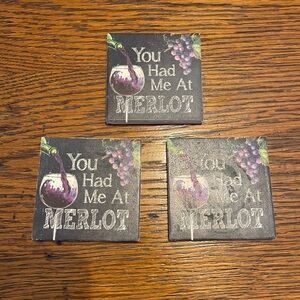 Chic Merlot Coasters Trio